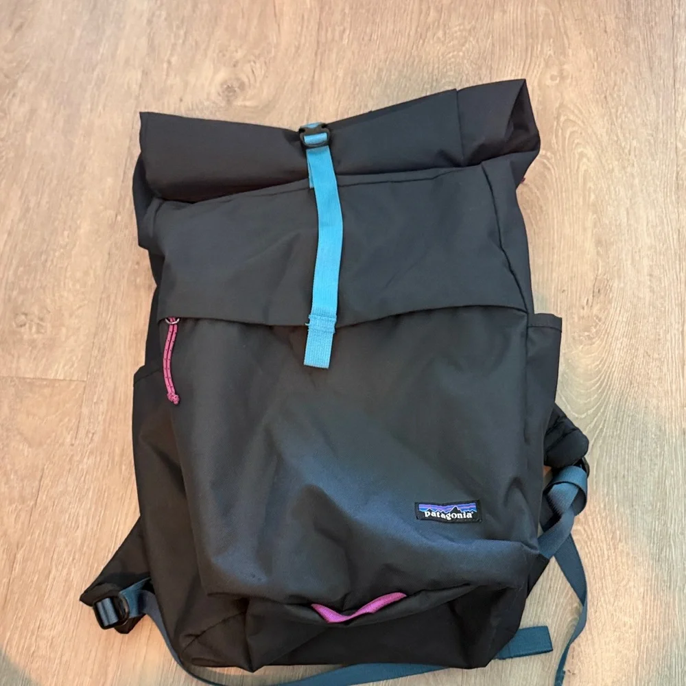 Patagonia blue Roll-Top Backpack with Blue Strap and Pink Accents - Picture 2 of 4